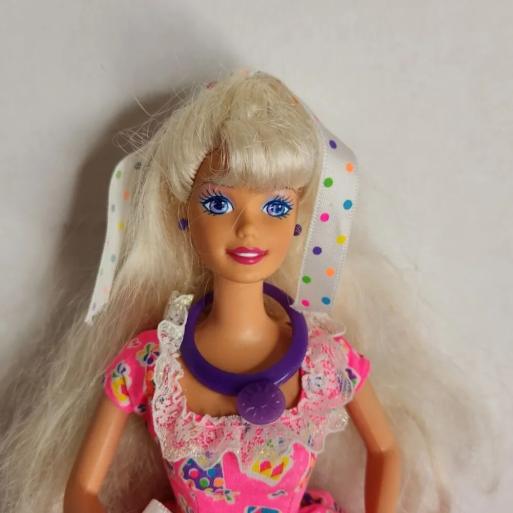 Vintage 1997 Barbie Birthday Surprise Blonde Doll Pink Dress Mattel INCOMPLETE